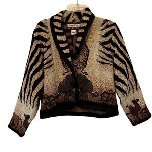 It’s in the bag Cotton Tapestry Jacket Size 1/S artsy art to wear animal print